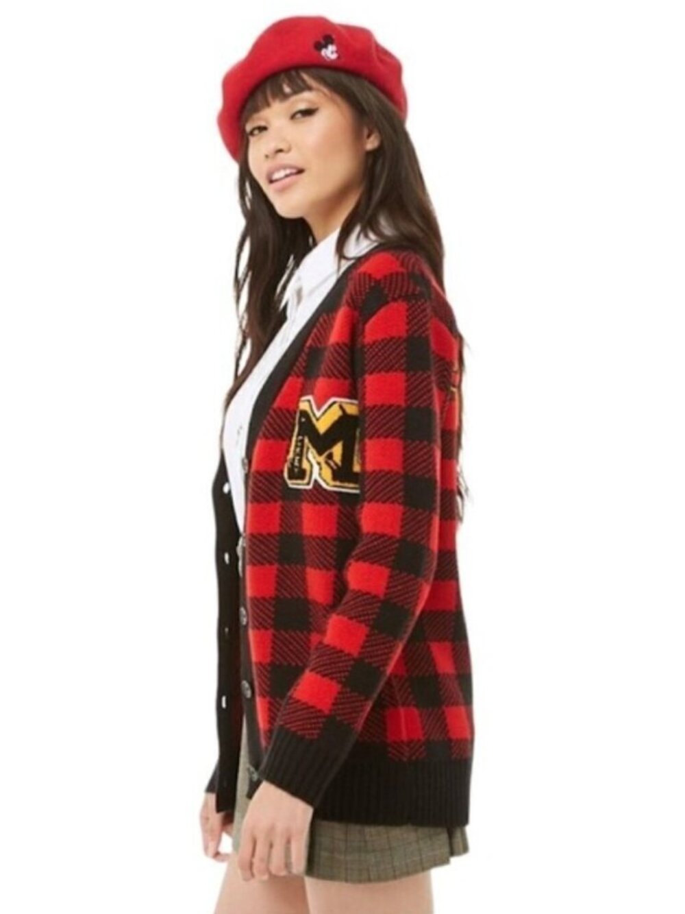 Disney x Forever 21 Mickey Mouse Checkered Cardigan Sweater - Large - Picture 4 of 9